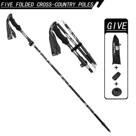5-Section Folding Trekking Poles, Adjustable Collapsible Hiking Sticks for Walking, Camping & Backpacking