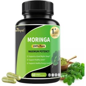 Moringa Capsules - Pure Moringa Leaf Powder Superfood - Supports Energy, Skin & Immune Health - Rich In Antioxidants, Vitamins & Amino Acids - 60 (Option: 1)
